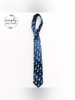 Hallmark Holiday Traditions Men’s Penguin Christmas Tie Navy Novelty Necktie